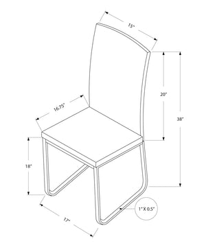 Monarch Specialties I 1093 Chaise, Lot De 2, Côté, Rembourré, Cuisine, Salle À Manger, Pu D'aspect Cuir, Métal, Blanc, Chrome, Contemporain, Moderne - Simple Boutique