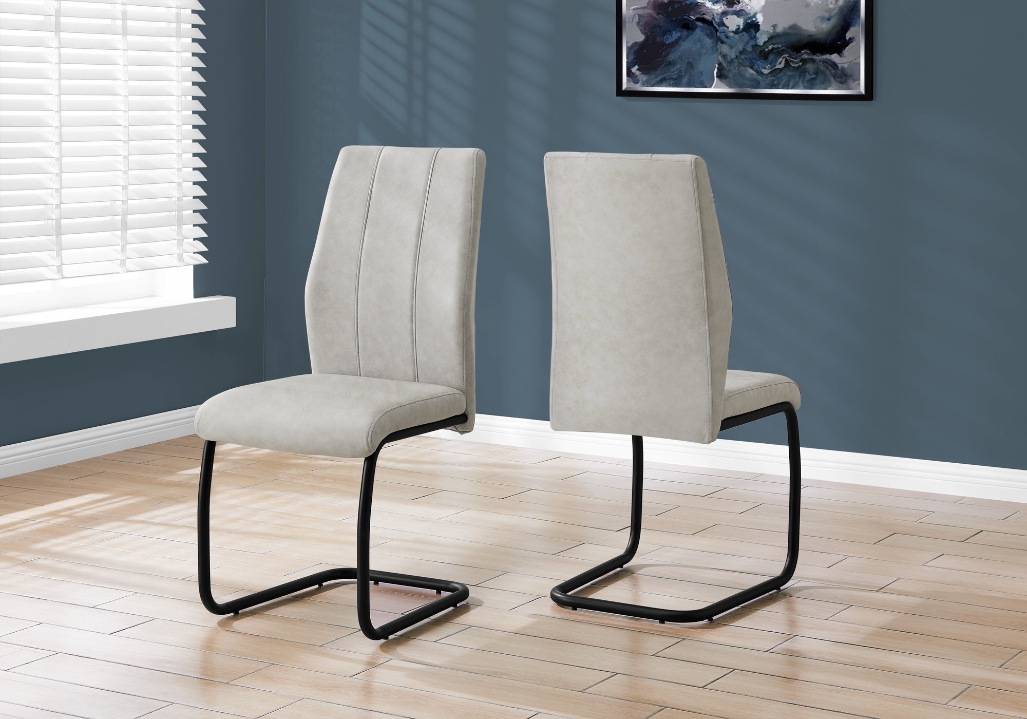 Monarch Specialties I 1113 Chaise, Lot De 2, Côté, Rembourré, Cuisine, Salle À Manger, En Tissu, Métal, Gris, Noir, Contemporain, Moderne - Simple Boutique