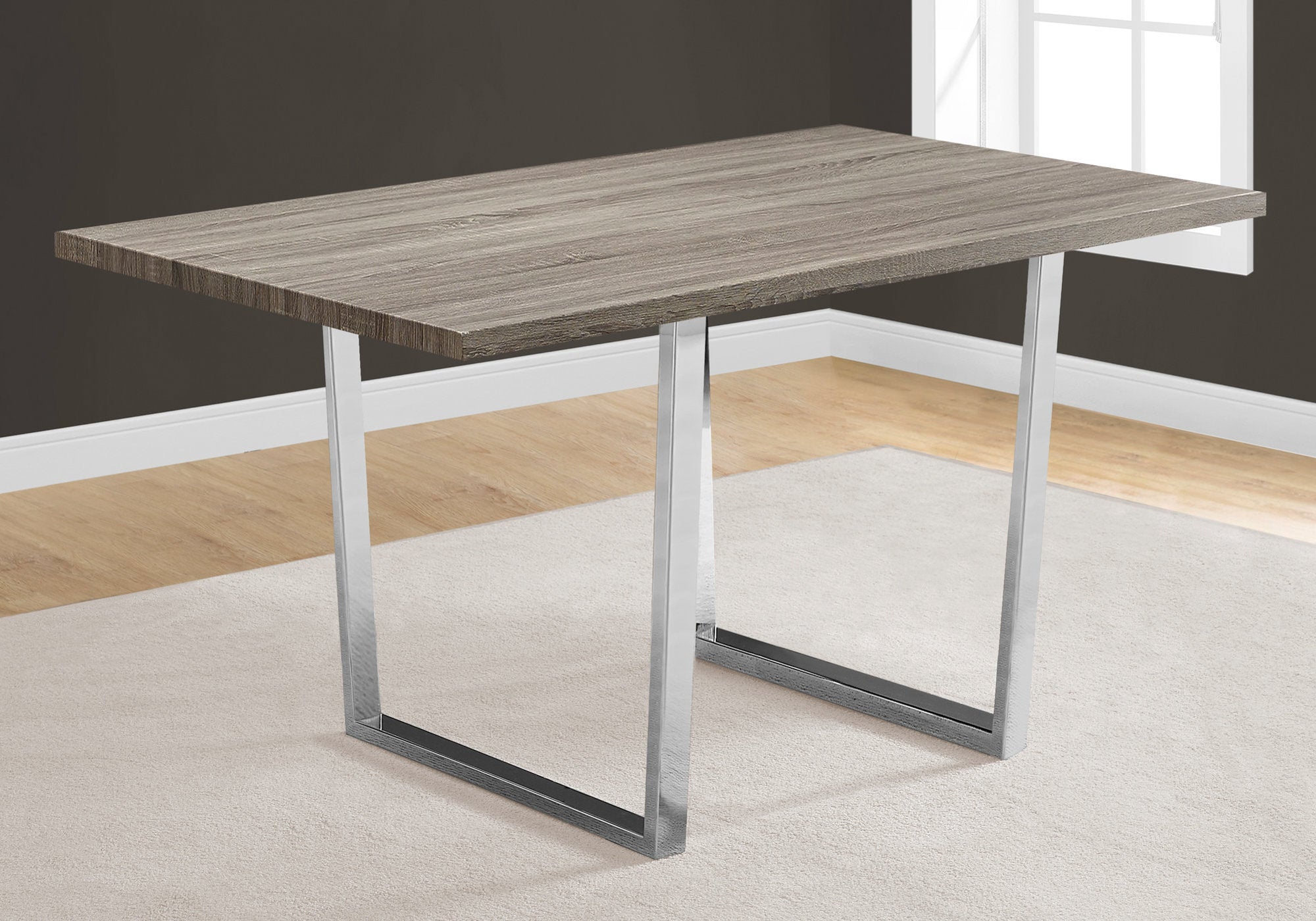 Monarch Specialties I 1121 Table A Manger, 60" Rectangulaire, Cuisine, Salle À Manger, Métal, Stratifié, Brun, Chrome, Contemporain, Moderne - Simple Boutique