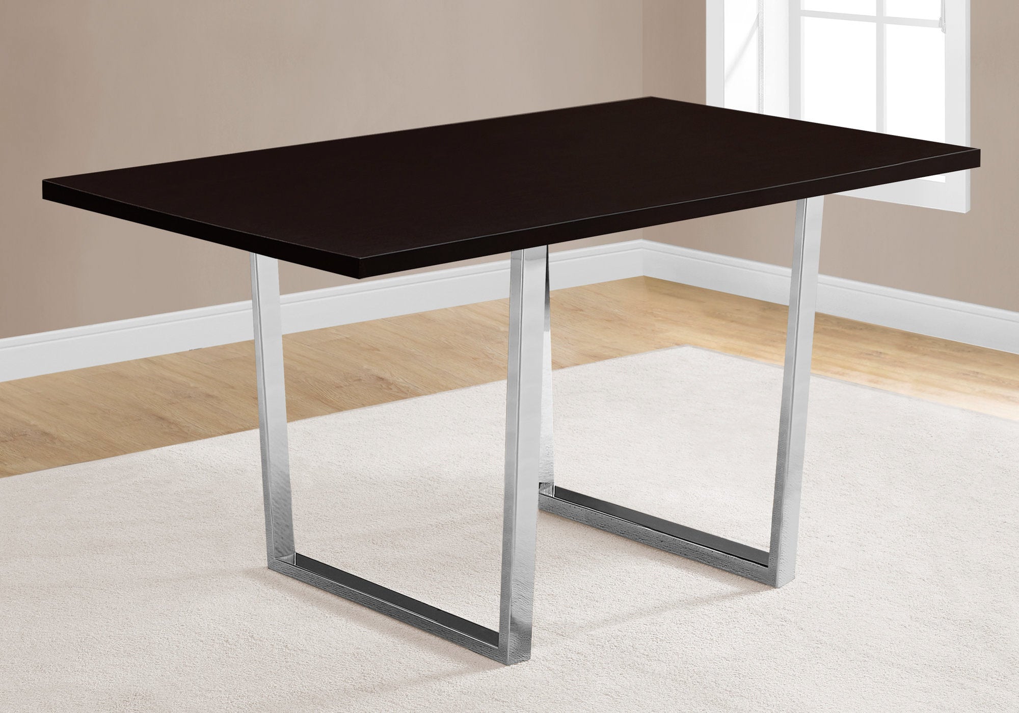 Monarch Specialties I 1122 Table A Manger, 60" Rectangulaire, Cuisine, Salle À Manger, Métal, Stratifié, Brun, Chrome, Contemporain, Moderne - Simple Boutique