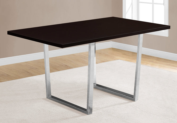 Monarch Specialties I 1122 Table A Manger, 60" Rectangulaire, Cuisine, Salle À Manger, Métal, Stratifié, Brun, Chrome, Contemporain, Moderne - Simple Boutique