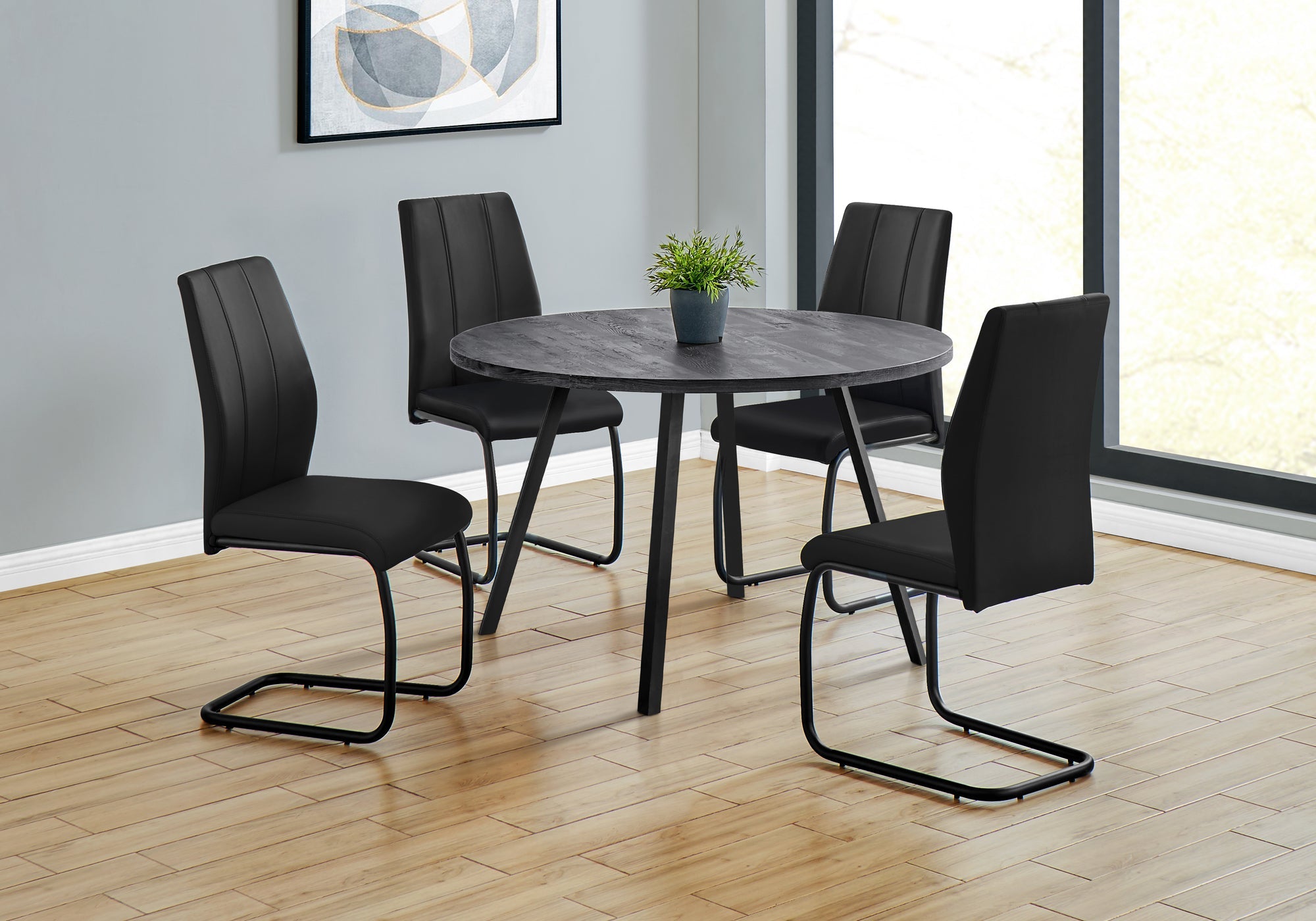 Monarch Specialties I 1153 Table A Manger, 48" Rond, Petit, Cuisine, Salle À Manger, Métal, Stratifié, Noir, Contemporain, Moderne - Simple Boutique