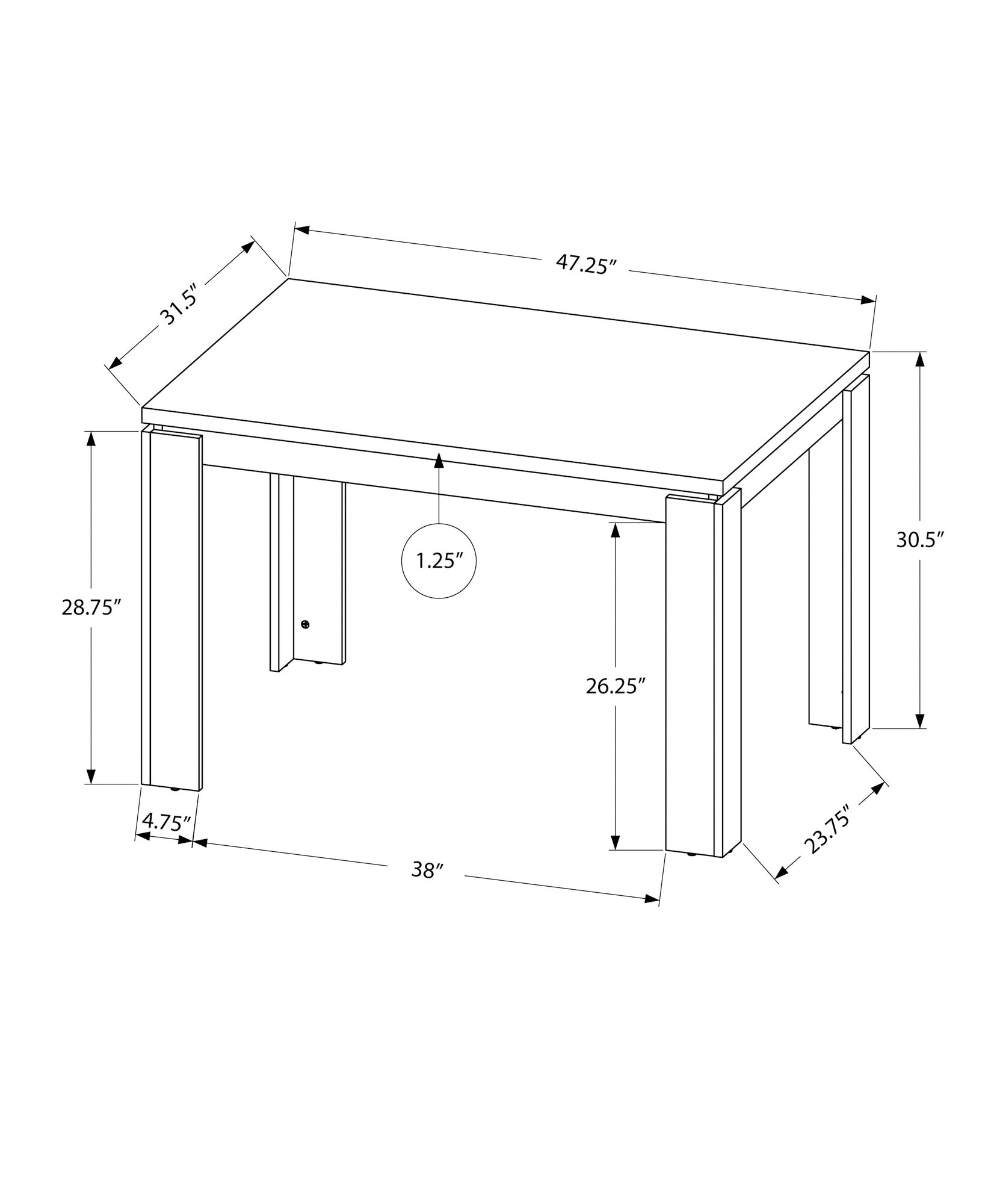 Monarch Specialties I 1166 Table A Manger, 48" Rectangulaire, Petit, Cuisine, Salle À Manger, Stratifié, Noir, Contemporain, Moderne - Simple Boutique
