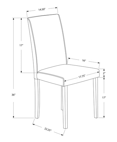 Monarch Specialties I 1174 Chaise, Lot De 2, Côté, Rembourré, Cuisine, Salle À Manger, Pu D'aspect Cuir, Pattes En Bois, Beige, Brun, Transitionnel