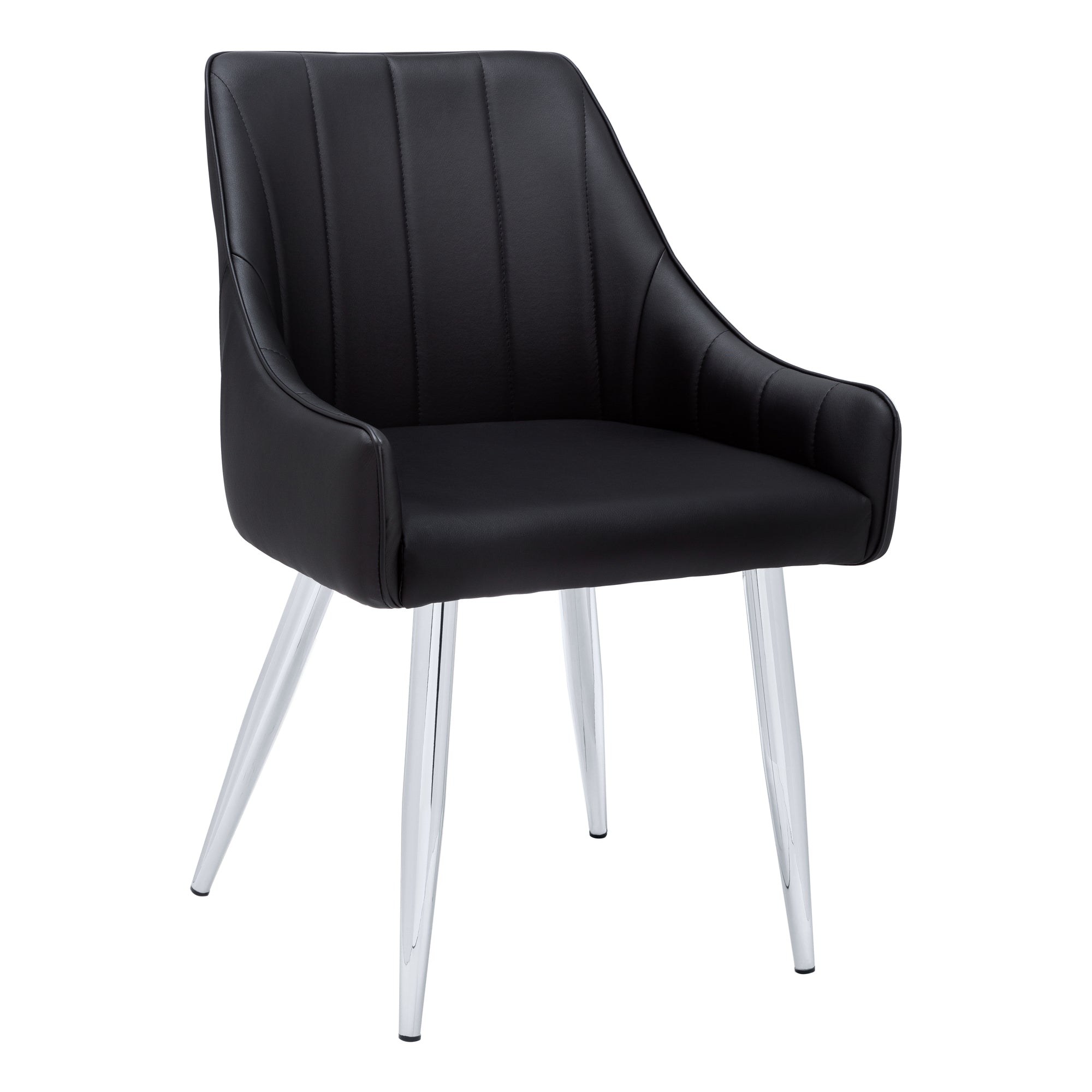 Monarch Specialties I 1185 Chaise, Lot De 2, Côté, Rembourré, Cuisine, Salle À Manger, Pu D'aspect Cuir, Métal, Noir, Chrome, Contemporain, Moderne - Simple Boutique