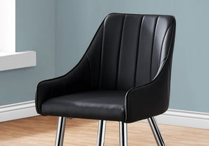 Monarch Specialties I 1185 Chaise, Lot De 2, Côté, Rembourré, Cuisine, Salle À Manger, Pu D'aspect Cuir, Métal, Noir, Chrome, Contemporain, Moderne - Simple Boutique