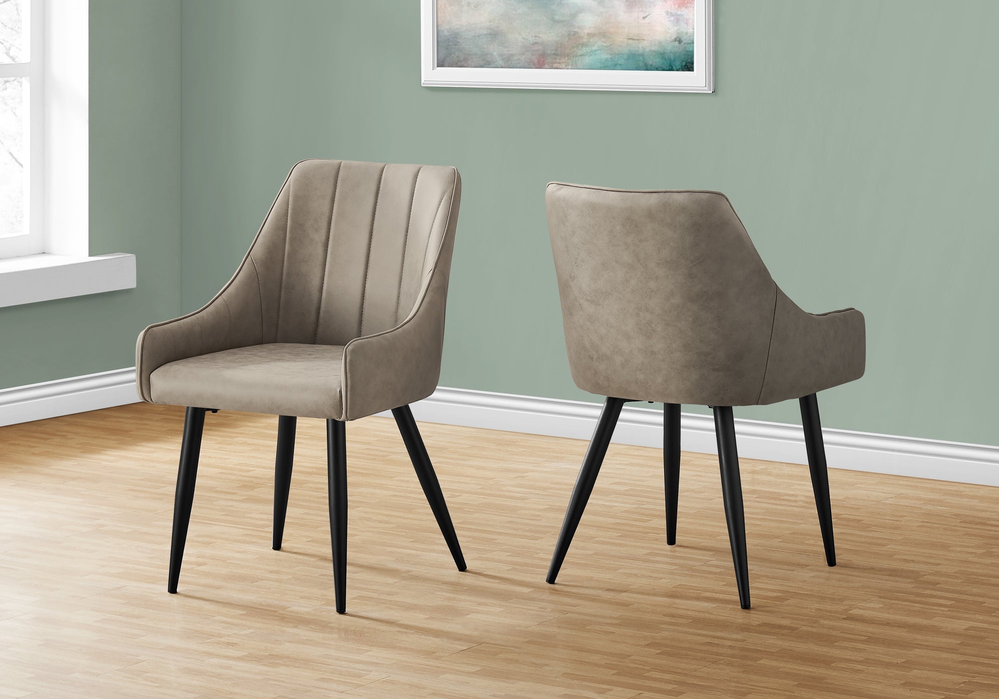 Monarch Specialties I 1188 Chaise, Lot De 2, Côté, Rembourré, Cuisine, Salle À Manger, En Tissu, Métal, Beige, Noir, Contemporain, Moderne - Simple Boutique