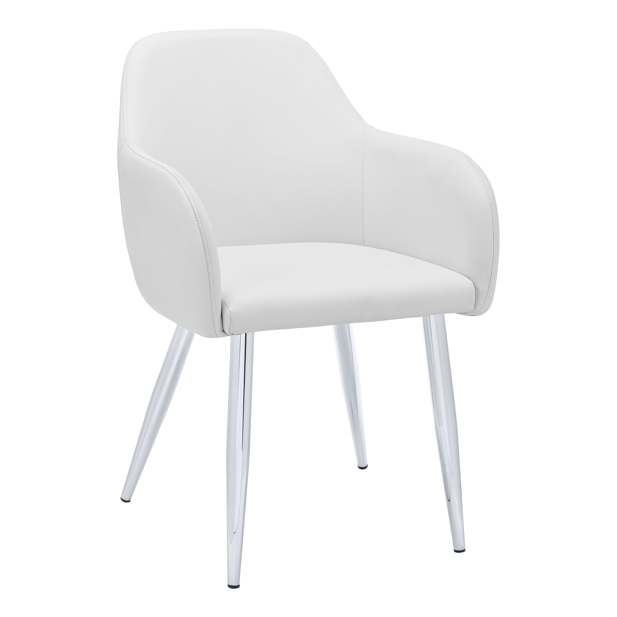 Monarch Specialties I 1190 Chaise, Lot De 2, Côté, Rembourré, Cuisine, Salle À Manger, Pu D'aspect Cuir, Métal, Blanc, Chrome, Contemporain, Moderne - Simple Boutique