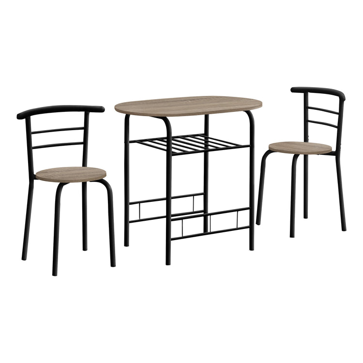 Monarch Specialties I 1206 Ensemble De Table À Manger, Ensemble 3pcs, Petit, 32" L, Cuisine, Métal, Stratifié, Brun, Noir, Contemporain, Moderne - Simple Boutique