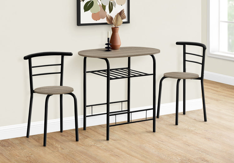 Monarch Specialties I 1206 Ensemble De Table À Manger, Ensemble 3pcs, Petit, 32" L, Cuisine, Métal, Stratifié, Brun, Noir, Contemporain, Moderne - Simple Boutique