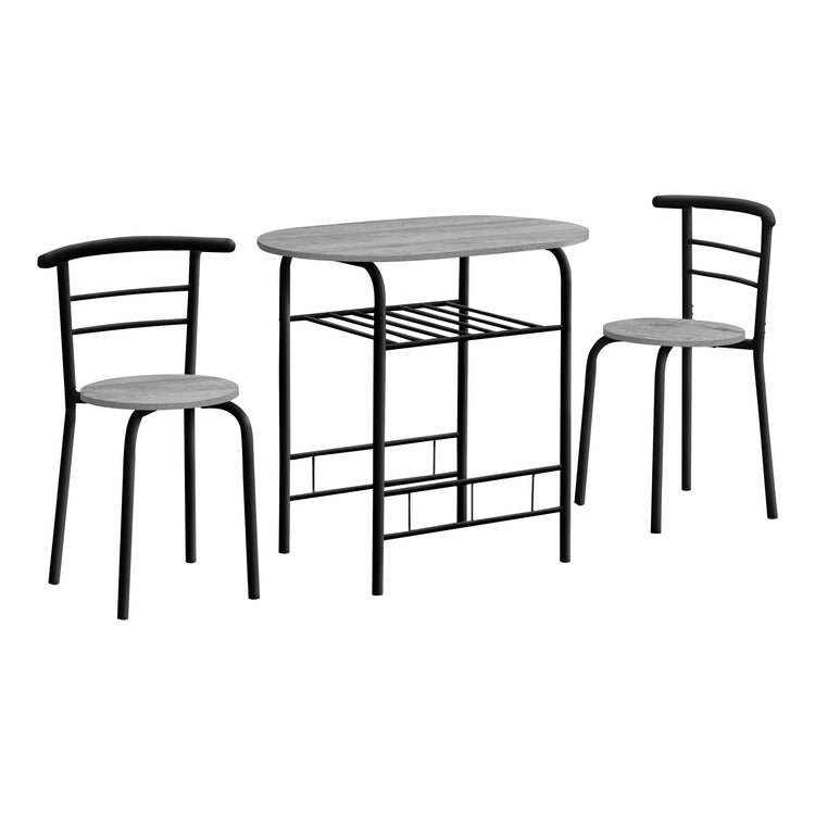 Monarch Specialties I 1207 Ensemble De Table À Manger, Ensemble 3pcs, Petit, 32" L, Cuisine, Métal, Stratifié, Gris, Noir, Contemporain, Moderne - Simple Boutique