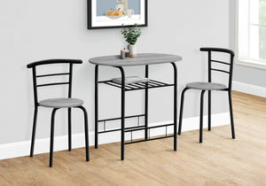 Monarch Specialties I 1207 Ensemble De Table À Manger, Ensemble 3pcs, Petit, 32" L, Cuisine, Métal, Stratifié, Gris, Noir, Contemporain, Moderne - Simple Boutique