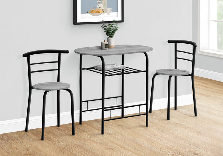 Monarch Specialties I 1207 Ensemble De Table À Manger, Ensemble 3pcs, Petit, 32" L, Cuisine, Métal, Stratifié, Gris, Noir, Contemporain, Moderne - Simple Boutique
