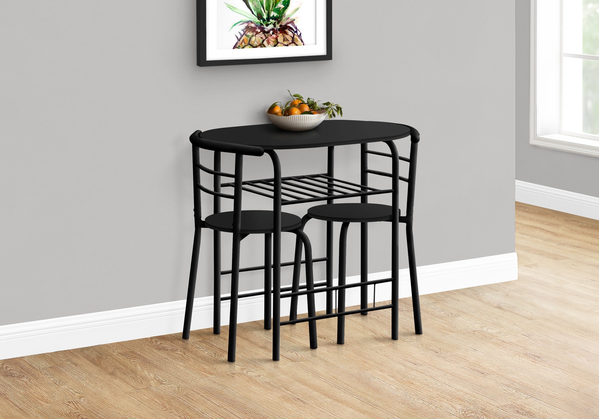 Monarch Specialties I 1208 Ensemble De Table À Manger, Ensemble 3pcs, Petit, 32" L, Cuisine, Métal, Stratifié, Noir, Contemporain, Moderne - Simple Boutique