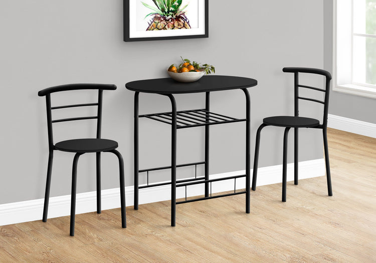 Monarch Specialties I 1208 Ensemble De Table À Manger, Ensemble 3pcs, Petit, 32" L, Cuisine, Métal, Stratifié, Noir, Contemporain, Moderne - Simple Boutique
