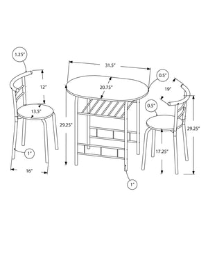 Monarch Specialties I 1209 Ensemble De Table À Manger, Ensemble 3pcs, Petit, 32" L, Cuisine, Métal, Stratifié, Naturel, Blanc, Contemporain, Moderne - Simple Boutique