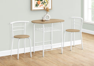Monarch Specialties I 1209 Ensemble De Table À Manger, Ensemble 3pcs, Petit, 32" L, Cuisine, Métal, Stratifié, Naturel, Blanc, Contemporain, Moderne - Simple Boutique