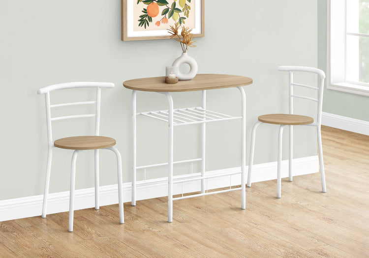 Monarch Specialties I 1209 Ensemble De Table À Manger, Ensemble 3pcs, Petit, 32" L, Cuisine, Métal, Stratifié, Naturel, Blanc, Contemporain, Moderne - Simple Boutique