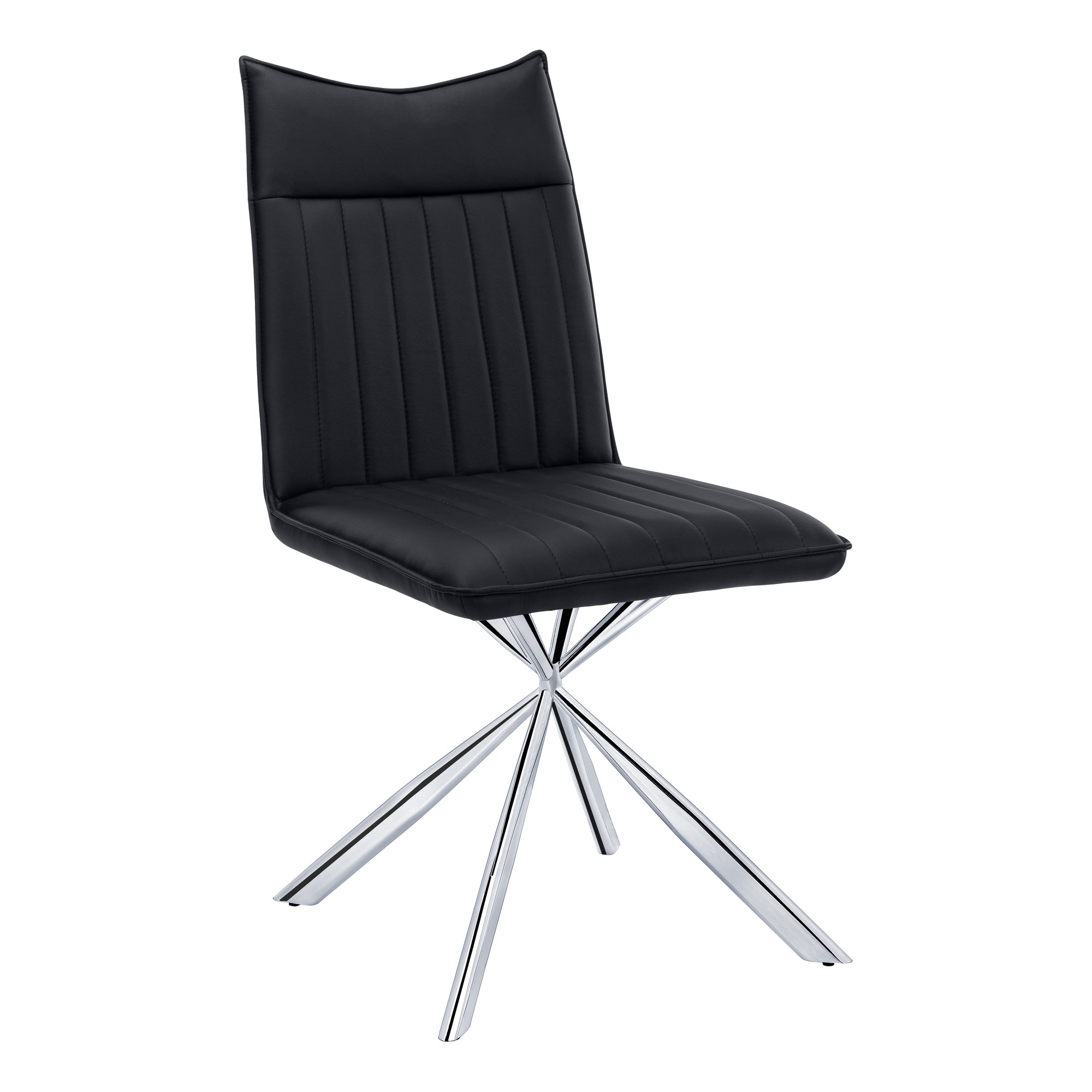 Monarch Specialties I 1213 Chaise, Lot De 2, Côté, Rembourré, Cuisine, Salle À Manger, Pu D'aspect Cuir, Métal, Noir, Chrome, Contemporain, Moderne - Simple Boutique