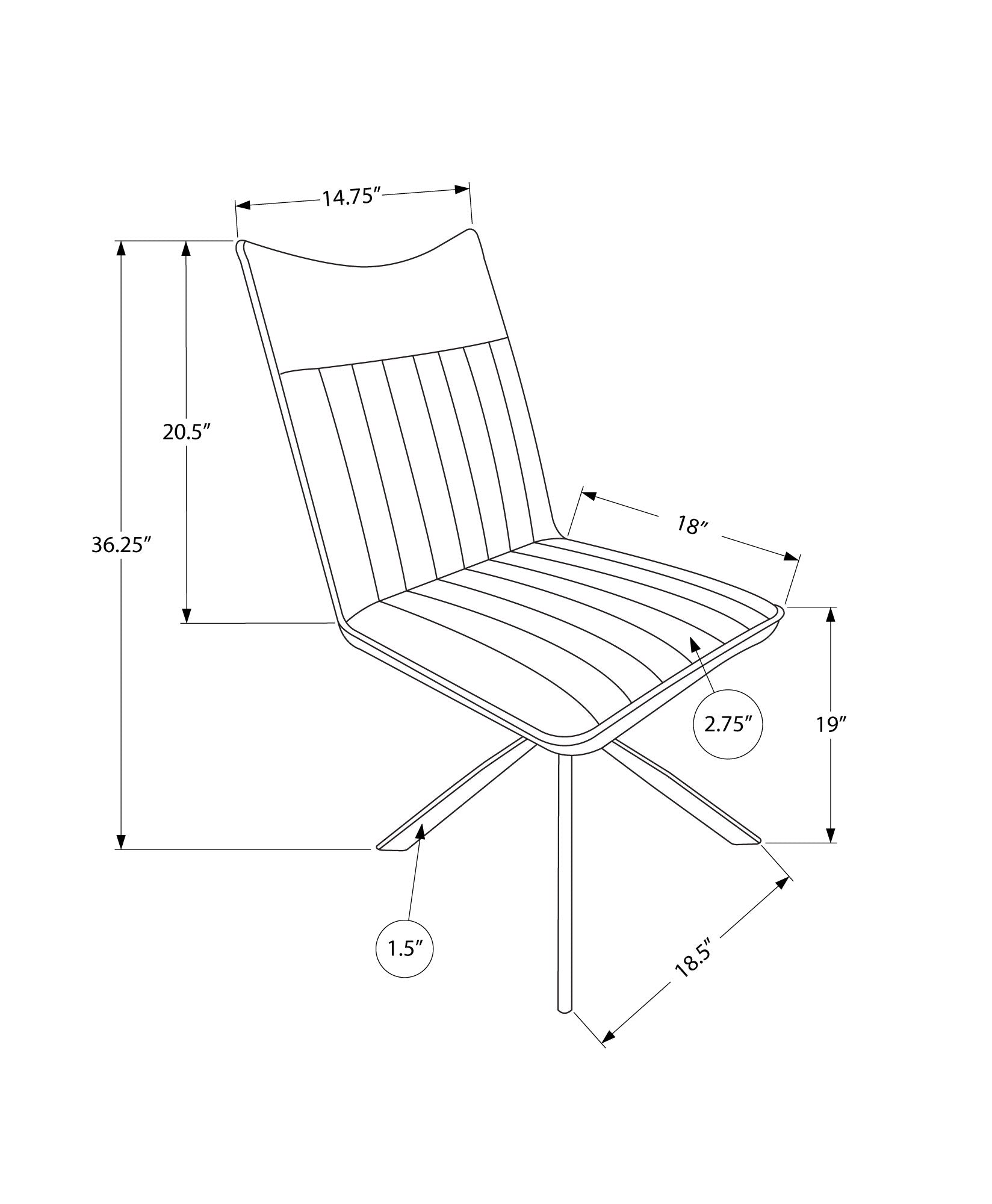 Monarch Specialties I 1215 Chaise, Lot De 2, Côté, Rembourré, Cuisine, Salle À Manger, Pu D'aspect Cuir, Métal, Noir, Contemporain, Moderne - Simple Boutique