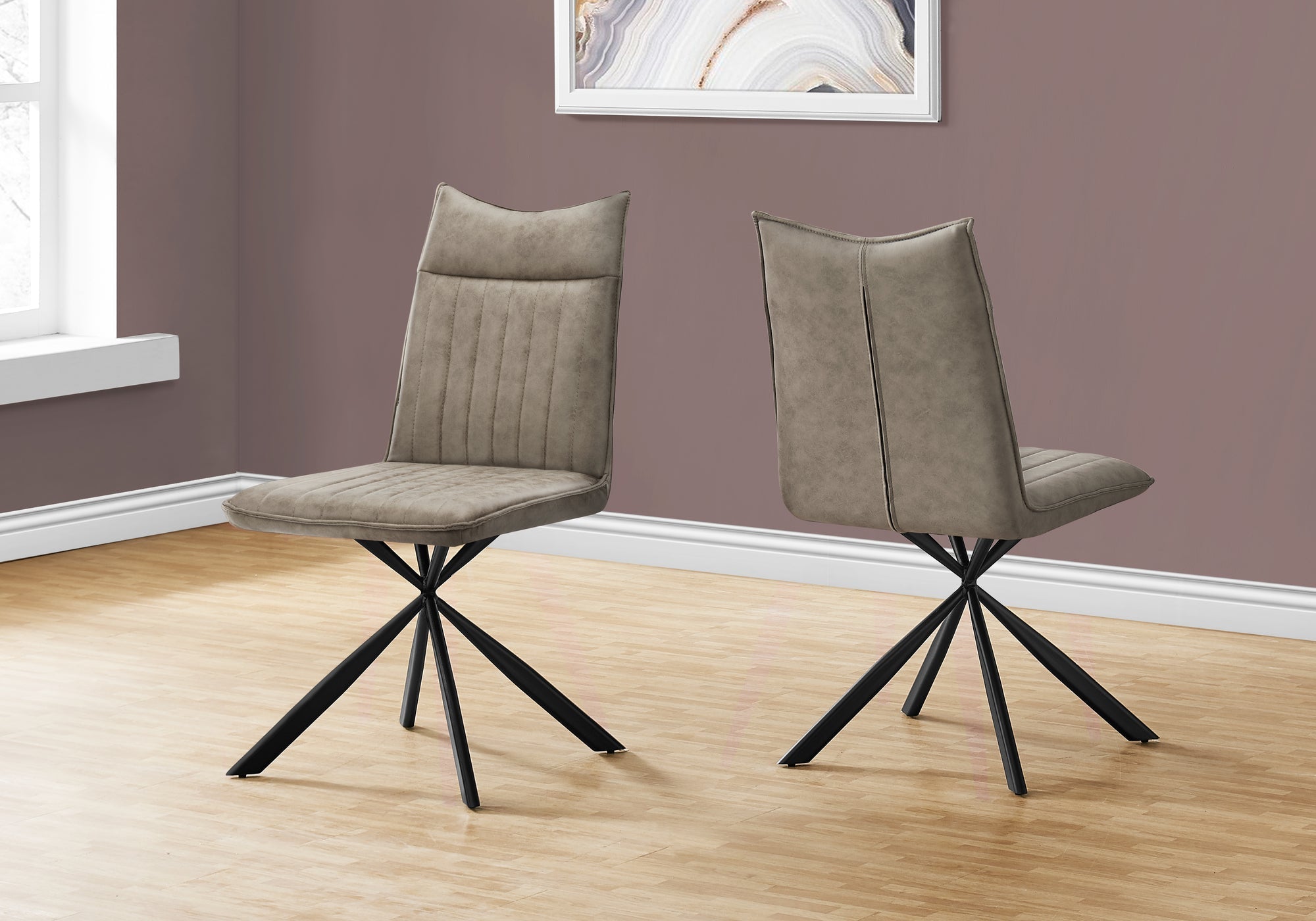 Monarch Specialties I 1216 Chaise, Lot De 2, Côté, Rembourré, Cuisine, Salle À Manger, En Tissu, Métal, Beige, Noir, Contemporain, Moderne - Simple Boutique