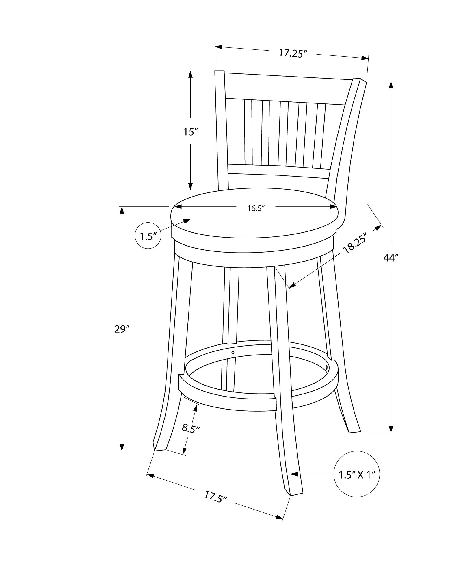 Monarch Specialties I 1238 Tabouret De Bar, Lot De 2, Pivotant, Hauteur Bar, Bois, Pu D'aspect Cuir, Blanc, Gris, Transitionnel - Simple Boutique