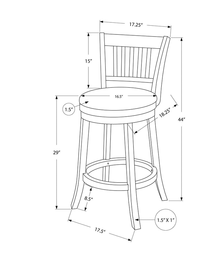 Monarch Specialties I 1238 Tabouret De Bar, Lot De 2, Pivotant, Hauteur Bar, Bois, Pu D'aspect Cuir, Blanc, Gris, Transitionnel - Simple Boutique