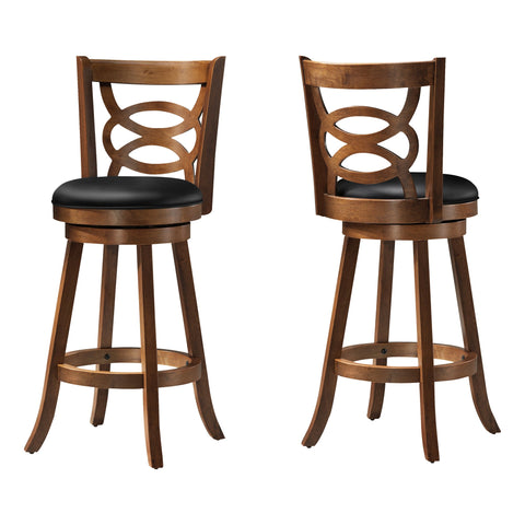 Monarch Specialties I 1251 Tabouret De Bar, Lot De 2, Pivotant, Hauteur Bar, Bois, Pu D'aspect Cuir, Brun, Noir, Transitionnel