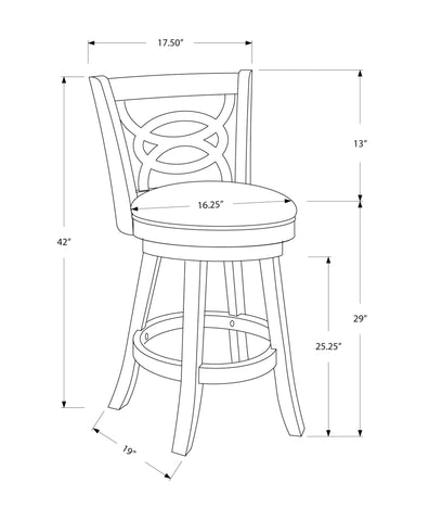 Monarch Specialties I 1251 Tabouret De Bar, Lot De 2, Pivotant, Hauteur Bar, Bois, Pu D'aspect Cuir, Brun, Noir, Transitionnel