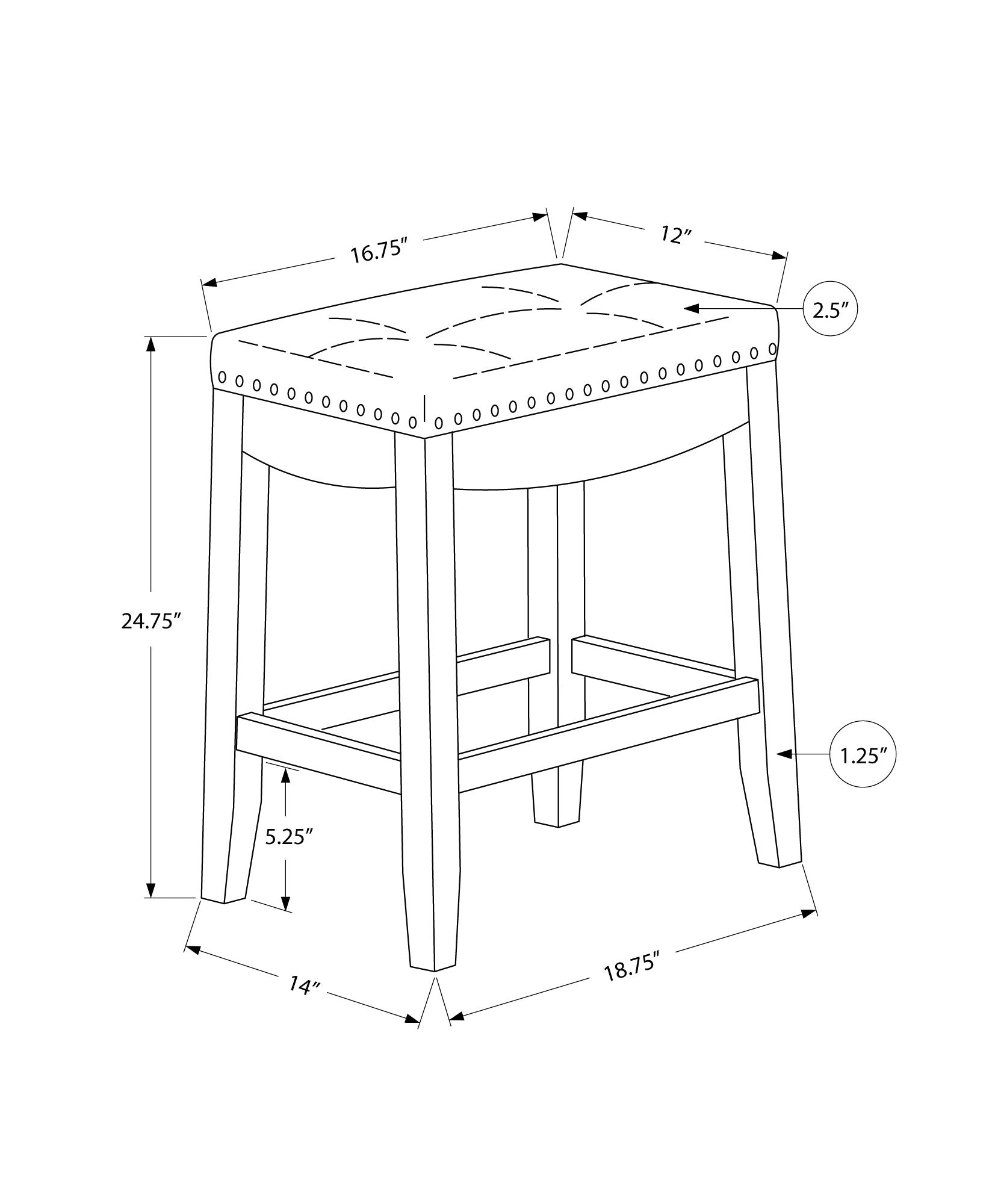 Monarch Specialties I 1261 Tabouret De Bar, Lot De 2, Hauteur Du Comptoir, Siège De Selle, Cuisine, Bois, Pu D'aspect Cuir, Noir, Brun, Transitionnel - Simple Boutique