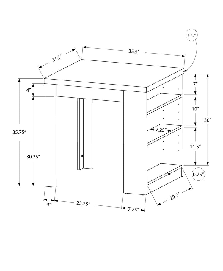 Monarch Specialties I 1345 Table A Manger, 36" Rectangulaire, Petit, Hauteur Du Comptoir, Cuisine, Salle À Manger, Stratifié, Blanc, Contemporain, Moderne - Simple Boutique