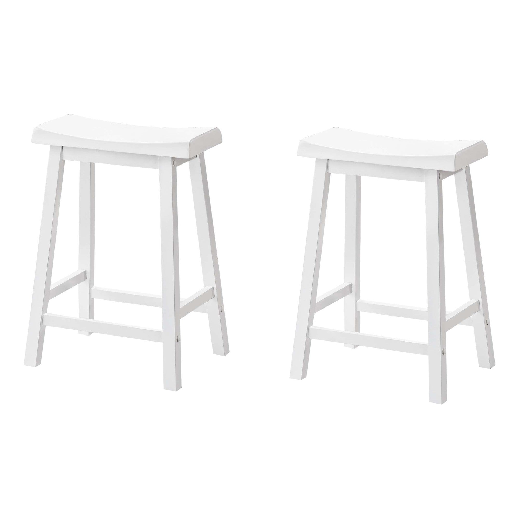 Monarch Specialties I 1533 Tabouret De Bar, Lot De 2, Hauteur Du Comptoir, Siège De Selle, Cuisine, Bois, Blanc, Contemporain, Moderne - Simple Boutique