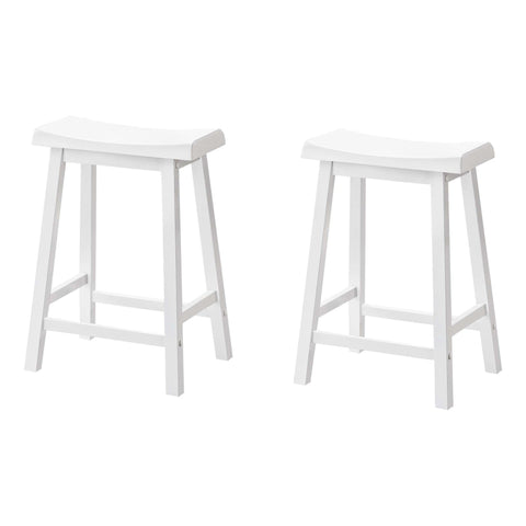 Monarch Specialties I 1533 Tabouret De Bar, Lot De 2, Hauteur Du Comptoir, Siège De Selle, Cuisine, Bois, Blanc, Contemporain, Moderne