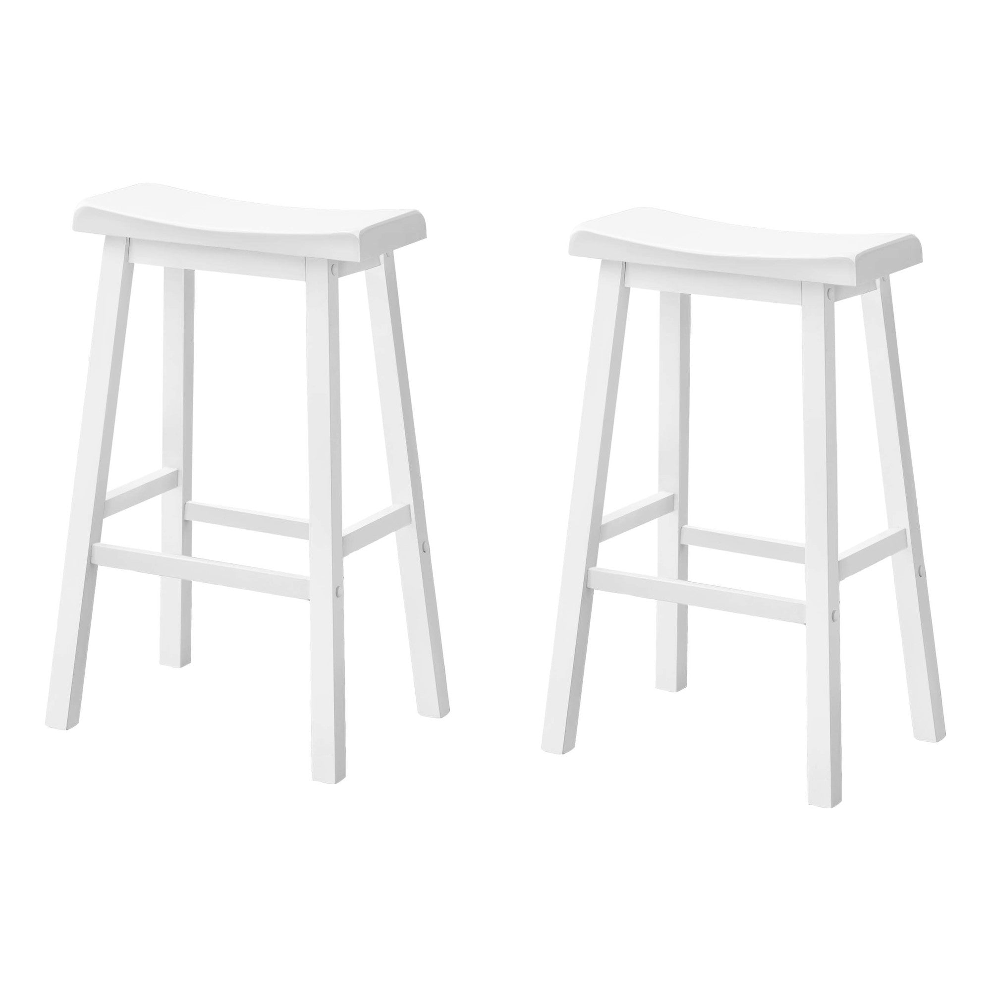 Monarch Specialties I 1534 Tabouret De Bar, Lot De 2, Hauteur Bar, Siège De Selle, Bois, Blanc, Contemporain, Moderne - Simple Boutique