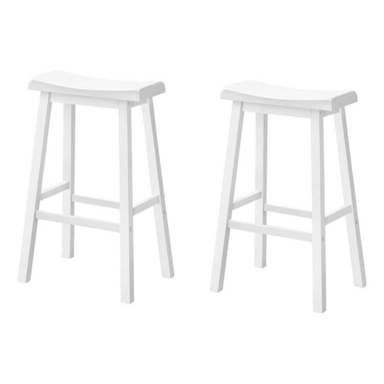 Monarch Specialties I 1534 Tabouret De Bar, Lot De 2, Hauteur Bar, Siège De Selle, Bois, Blanc, Contemporain, Moderne - Simple Boutique