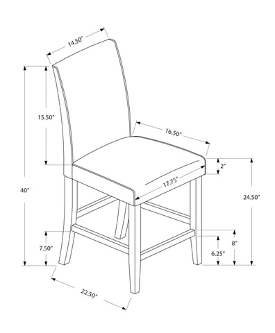 Monarch Specialties I 1901 Chaise, Lot De 2, Hauteur Du Comptoir, Rembourré, Cuisine, Salle À Manger, Pu D'aspect Cuir, Pattes En Bois, Brun, Transitionnel