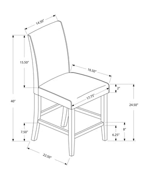 Monarch Specialties I 1902 Chaise, Lot De 2, Hauteur Du Comptoir, Rembourré, Cuisine, Salle À Manger, Pu D'aspect Cuir, Pattes En Bois, Gris, Brun, Transitionnel - Simple Boutique