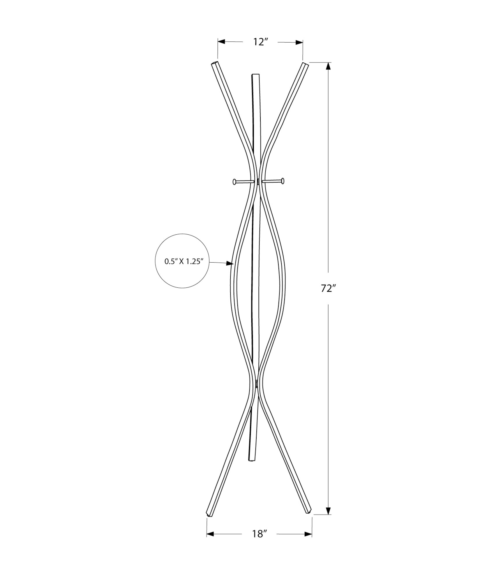 Monarch Specialties I 2015 Patère, Portemanteau, Sur Pied, 3 Crochets, Entrée, 72"h, Chambre À Coucher, Métal, Gris, Contemporain, Moderne - Simple Boutique