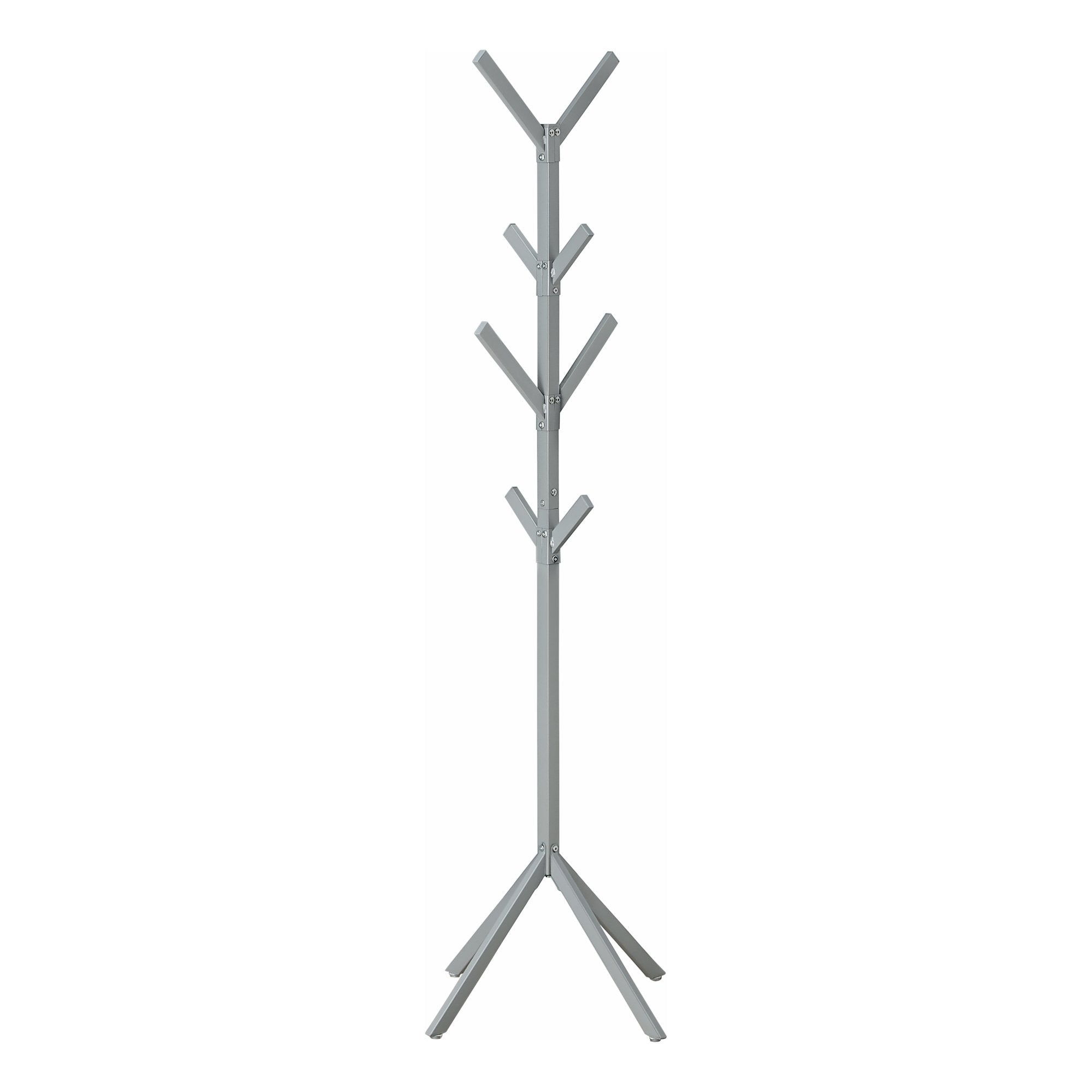 Monarch Specialties I 2058 Patère, Portemanteau, Sur Pied, 8 Crochets, Entrée, 70"h, Chambre À Coucher, Métal, Gris, Contemporain, Moderne - Simple Boutique
