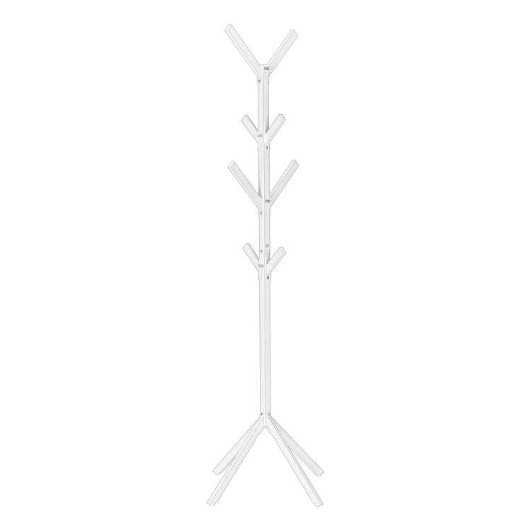 Monarch Specialties I 2059 Patère, Portemanteau, Sur Pied, 8 Crochets, Entrée, 70"h, Chambre À Coucher, Métal, Blanc, Contemporain, Moderne - Simple Boutique
