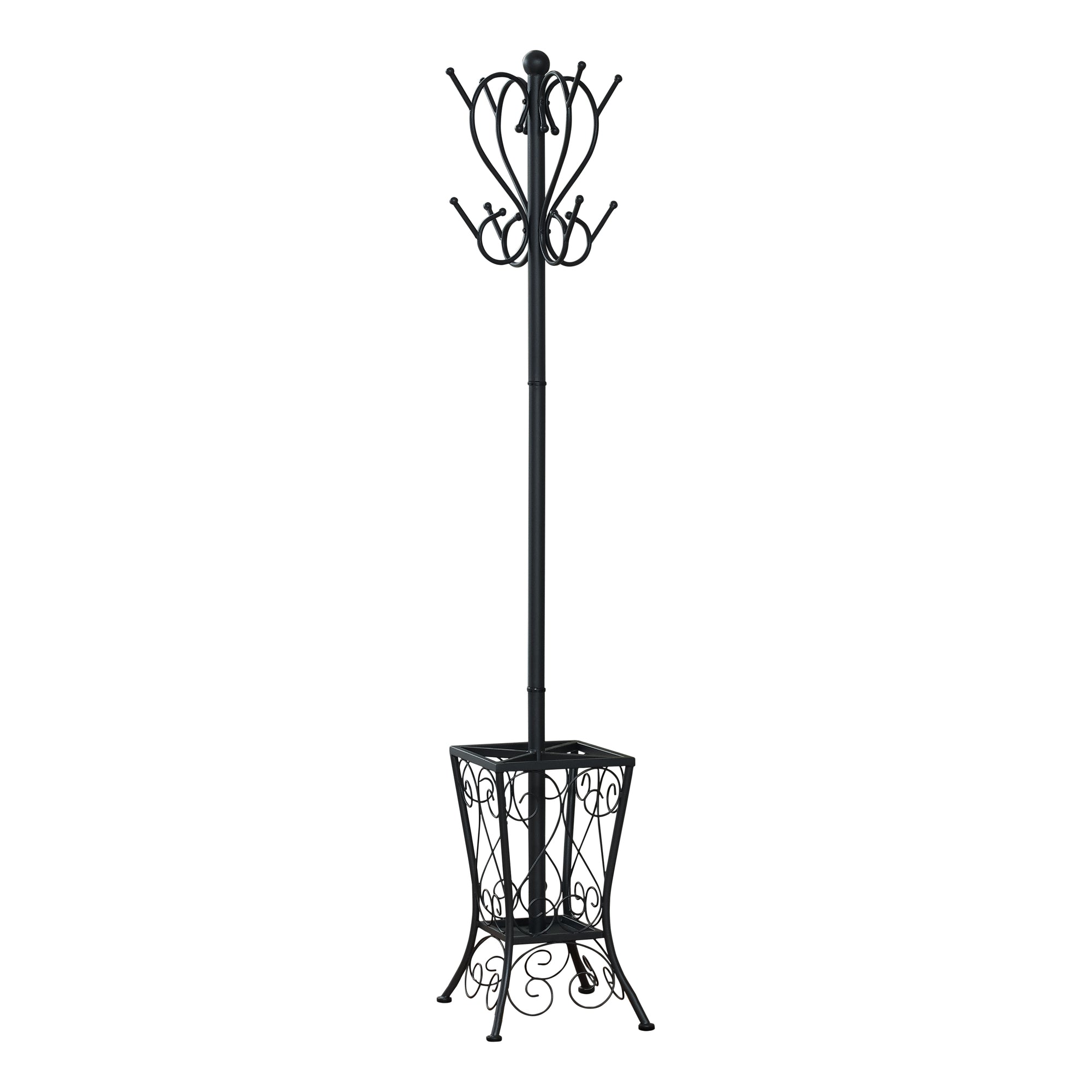 Monarch Specialties I 2060 Patère, Portemanteau, Sur Pied, 8 Crochets, Entrée, 71"h, Porte Parapluie, Chambre À Coucher, Métal, Noir, Transitionnel - Simple Boutique