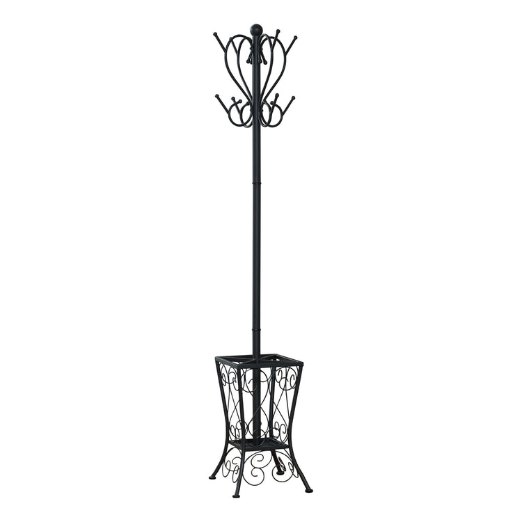 Monarch Specialties I 2060 Patère, Portemanteau, Sur Pied, 8 Crochets, Entrée, 71"h, Porte Parapluie, Chambre À Coucher, Métal, Noir, Transitionnel - Simple Boutique