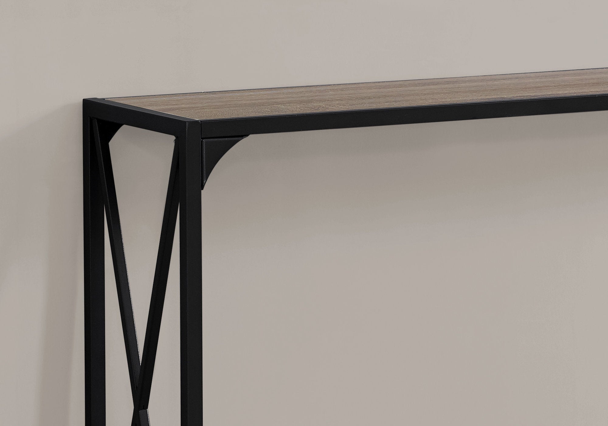 Monarch Specialties I 2125 Table D'appoint, Console, Entrée, Étroit, Sofa, Salon, Chambre À Coucher, Métal, Stratifié, Brun, Noir, Contemporain, Moderne - Simple Boutique