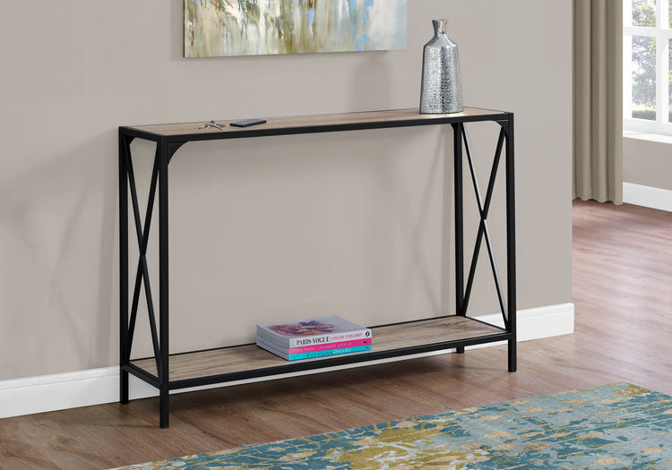Monarch Specialties I 2125 Table D'appoint, Console, Entrée, Étroit, Sofa, Salon, Chambre À Coucher, Métal, Stratifié, Brun, Noir, Contemporain, Moderne - Simple Boutique