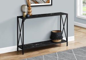 Monarch Specialties I 2126 Table D'appoint, Console, Entrée, Étroit, Sofa, Salon, Chambre À Coucher, Métal, Stratifié, D'aspect Marbre Noir, Contemporain, Moderne - Simple Boutique