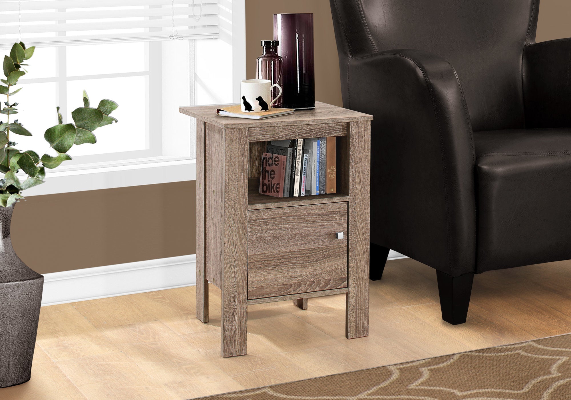 Monarch Specialties I 2136 Table D'appoint, Côté, Bout, Table De Nuit, Lampe, Rangement, Salon, Chambre À Coucher, Stratifié, Brun, Transitionnel - Simple Boutique