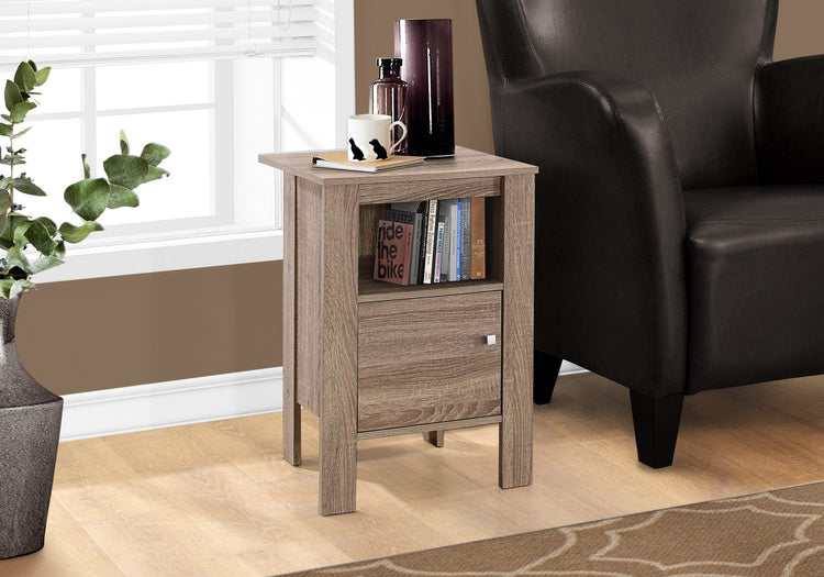 Monarch Specialties I 2136 Table D'appoint, Côté, Bout, Table De Nuit, Lampe, Rangement, Salon, Chambre À Coucher, Stratifié, Brun, Transitionnel - Simple Boutique