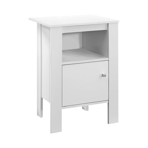 Monarch Specialties I 2137 Table D'appoint, Côté, Bout, Table De Nuit, Lampe, Rangement, Salon, Chambre À Coucher, Stratifié, Blanc, Transitionnel