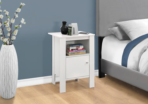 Monarch Specialties I 2137 Table D'appoint, Côté, Bout, Table De Nuit, Lampe, Rangement, Salon, Chambre À Coucher, Stratifié, Blanc, Transitionnel