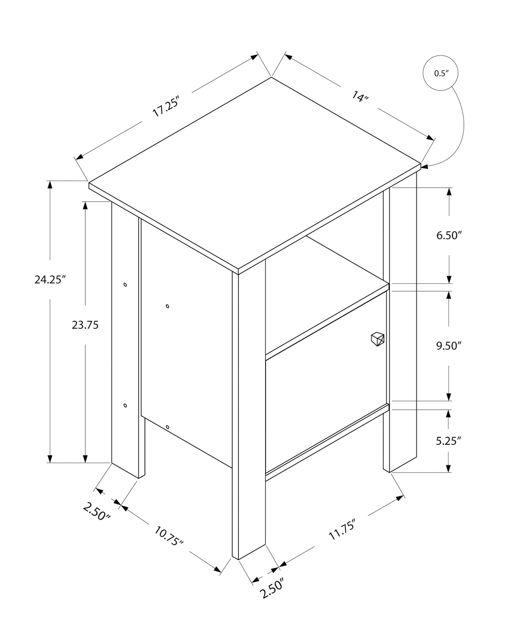 Monarch Specialties I 2138 Table D'appoint, Côté, Bout, Table De Nuit, Lampe, Rangement, Salon, Chambre À Coucher, Stratifié, Gris, Transitionnel - Simple Boutique